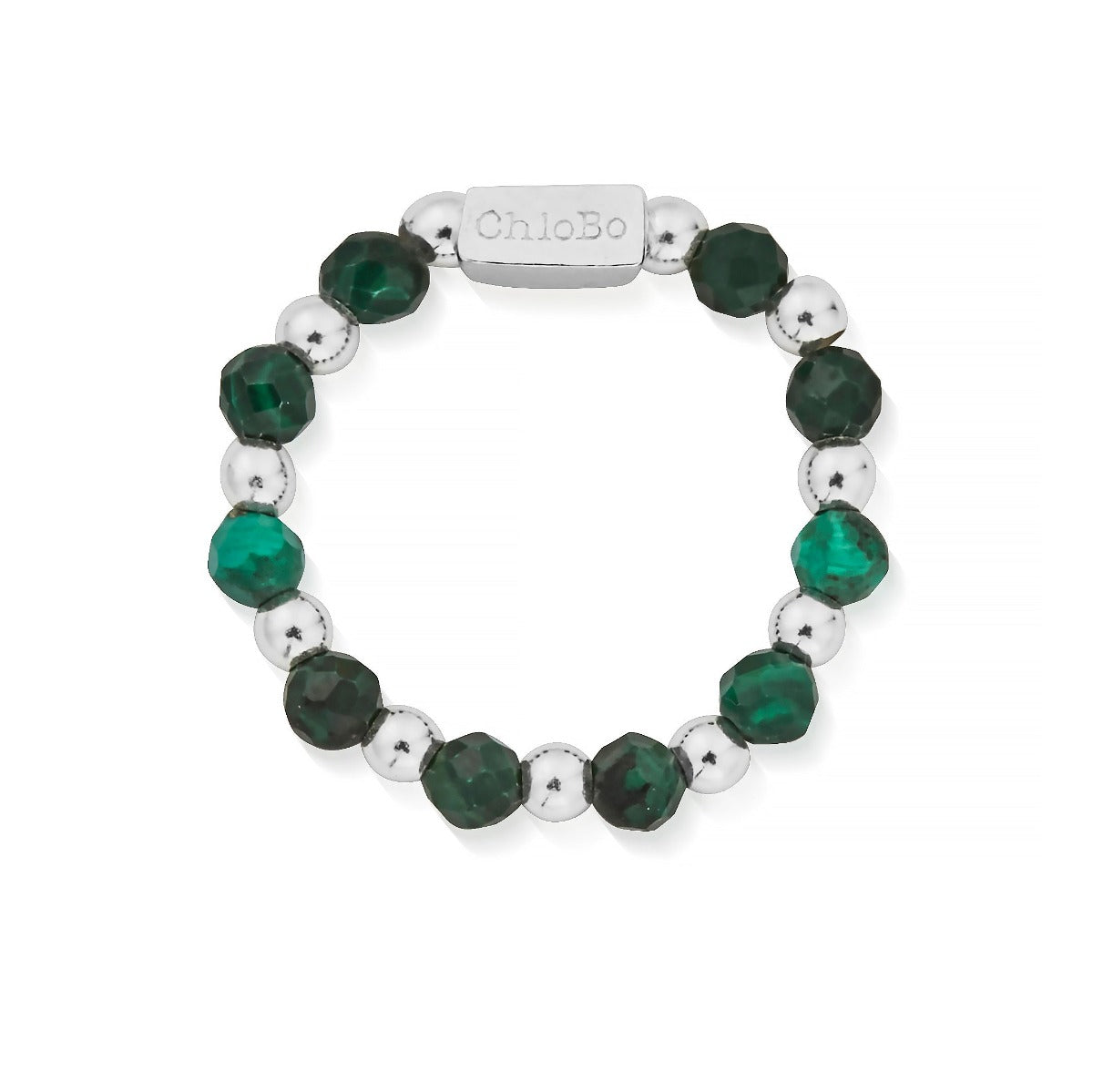 ChloBo Wandering Free Sterling Silver Malachite Protection Ring - Large