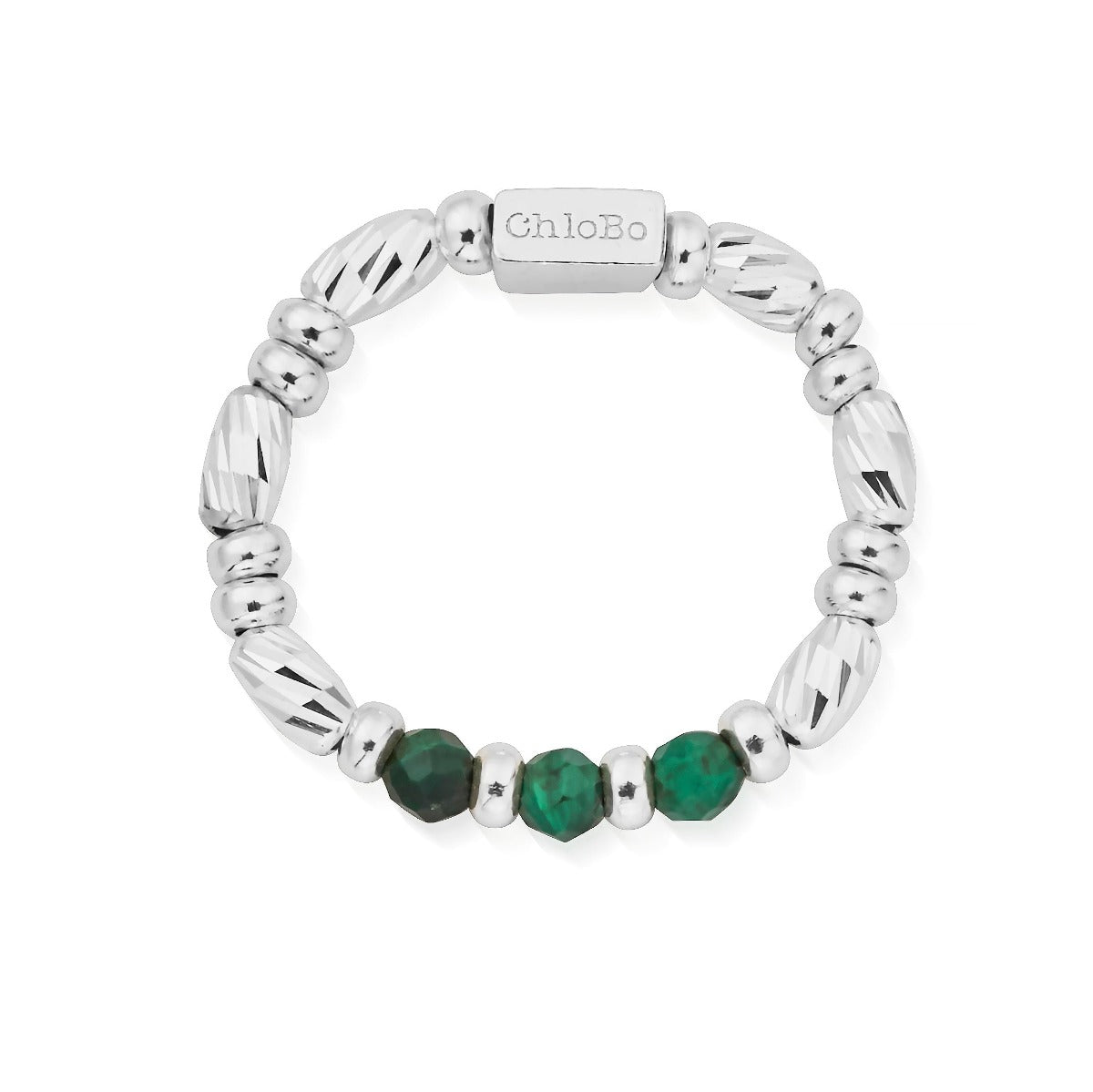 ChloBo Wandering Free Sterling Silver Malachite Sparkle Empowerment Ring - Large