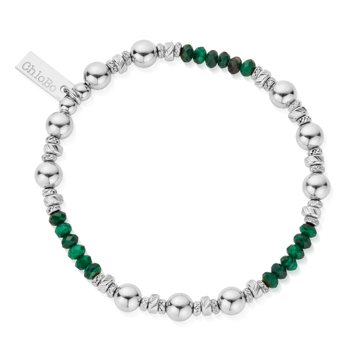 ChloBo Wandering Free Sterling Silver Sparkle Malachite Bracelet - Silver