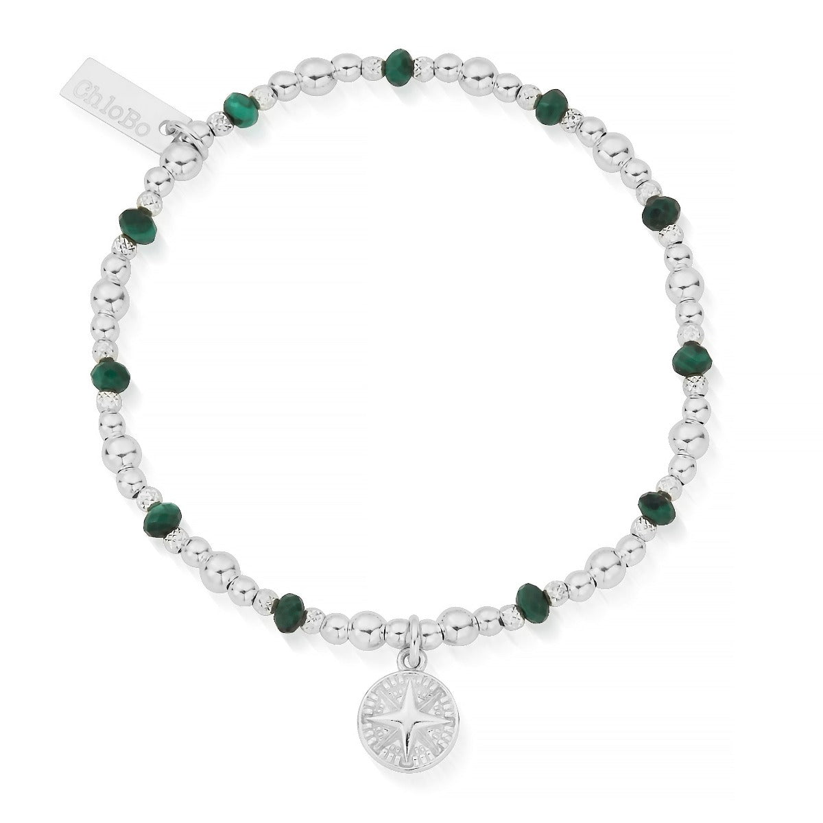 ChloBo Wandering Free Sterling Silver Tranquil Journey Malachite Bracelet - Silver