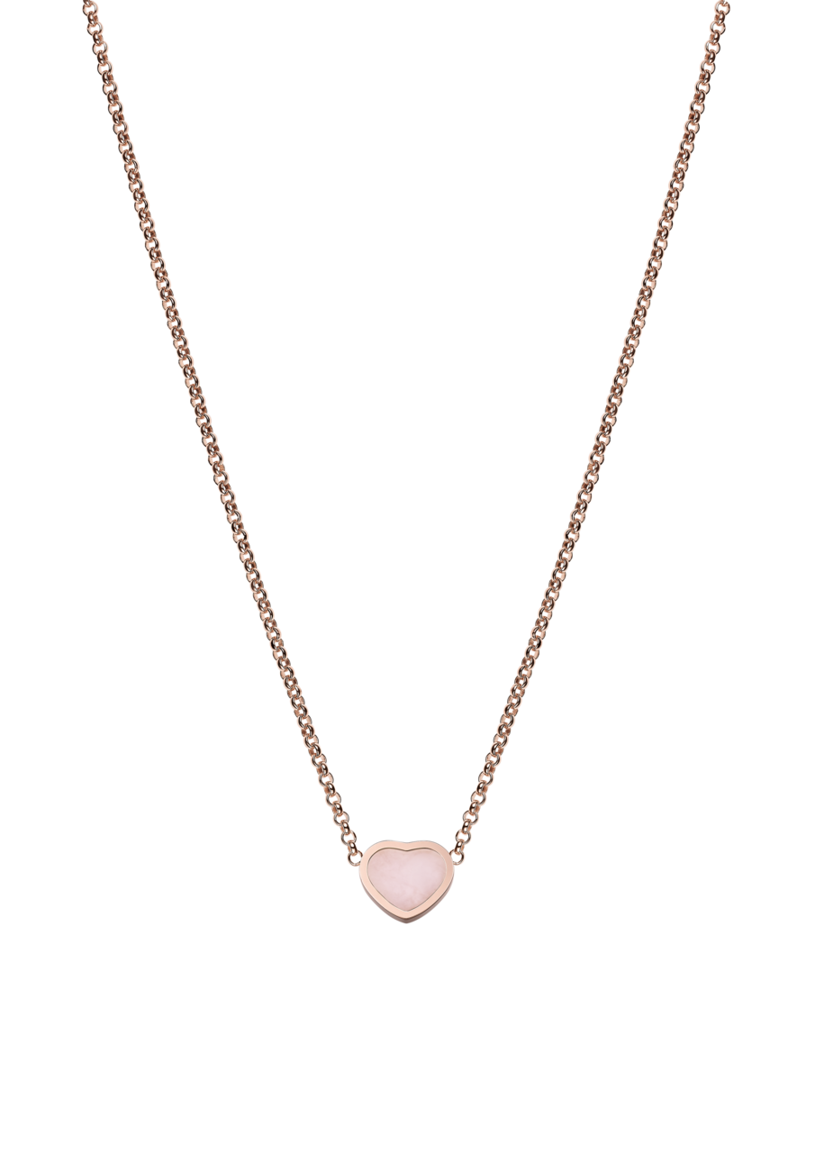 Chopard Happy Hearts 18ct Rose Gold Pink Opal Necklace