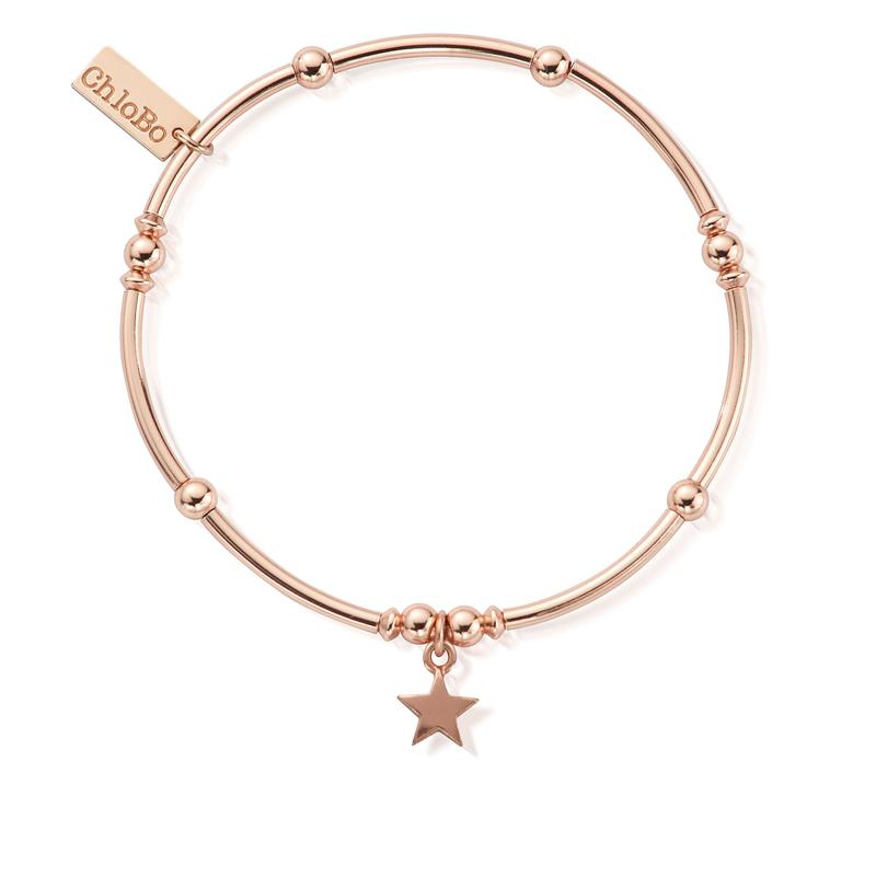ChloBo Sterling Silver Rose Gold Plated Mini Noodle Ball Star Bracelet - Rose Gold PVD