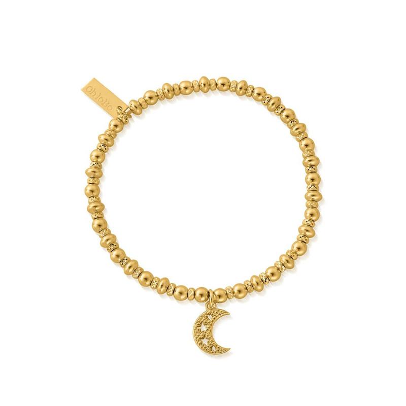 ChloBo Sterling Silver Gold Plated Didi Sparkle Starry Moon Bracelet - Yellow Gold PVD