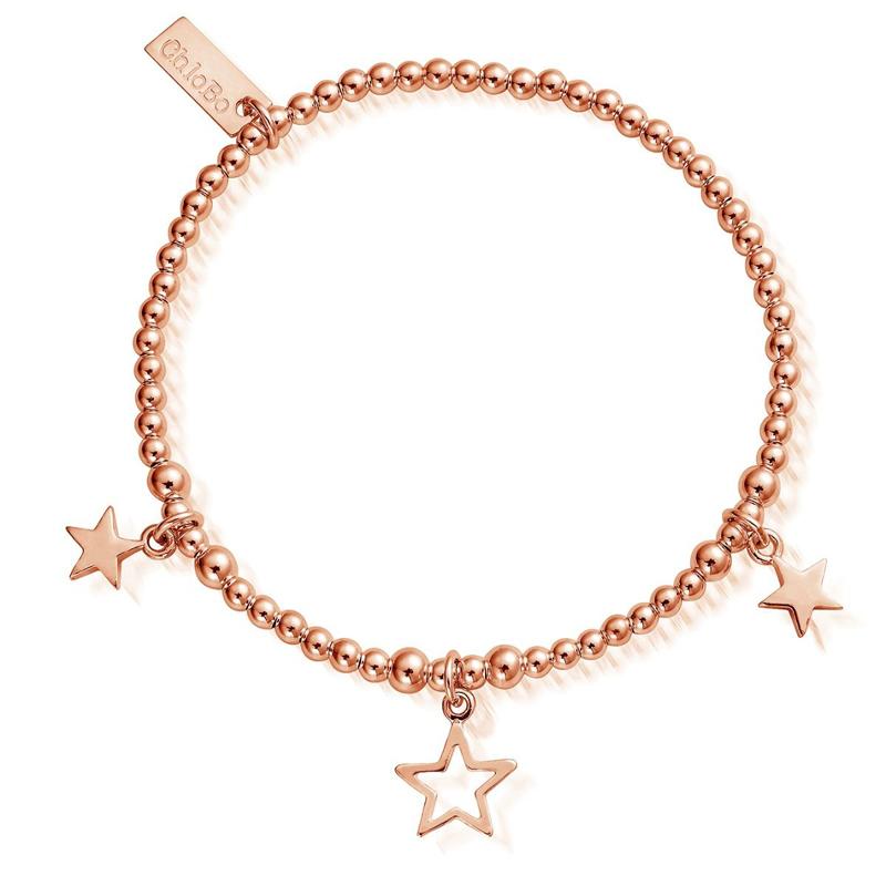 ChloBo Sterling Silver Rose Gold Plated Triple Star Bracelet - Rose Gold PVD