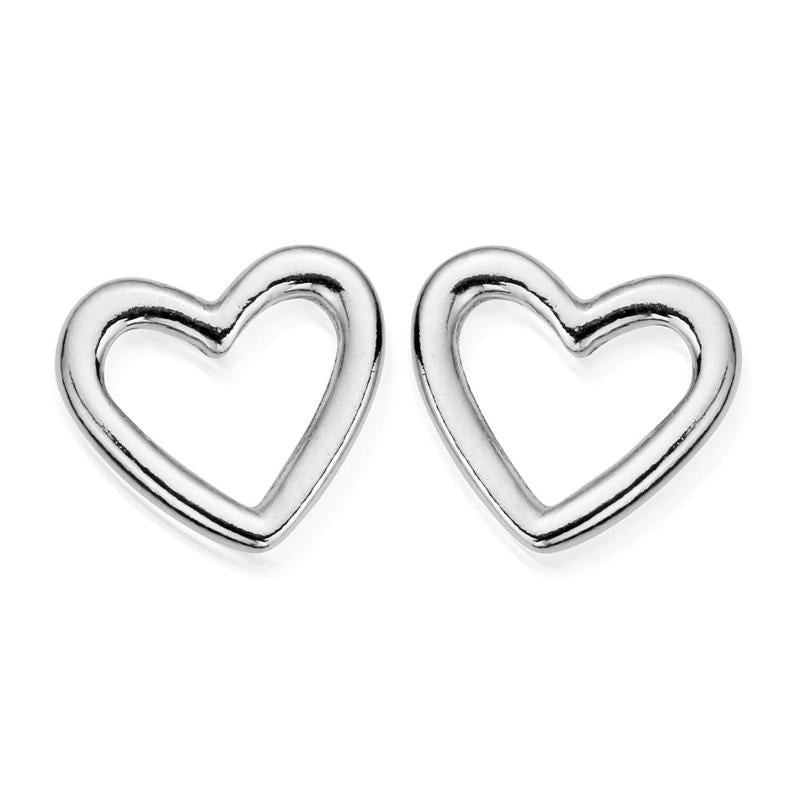 ChloBo Sterling Silver Open Love Heart Stud Earrings - Sterling Silver
