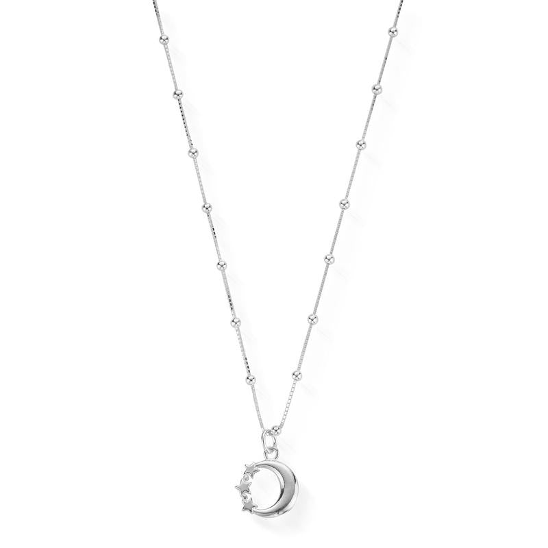 ChloBo Sterling Silver Bobble Chain Moon & Stars Necklace - Sterling Silver
