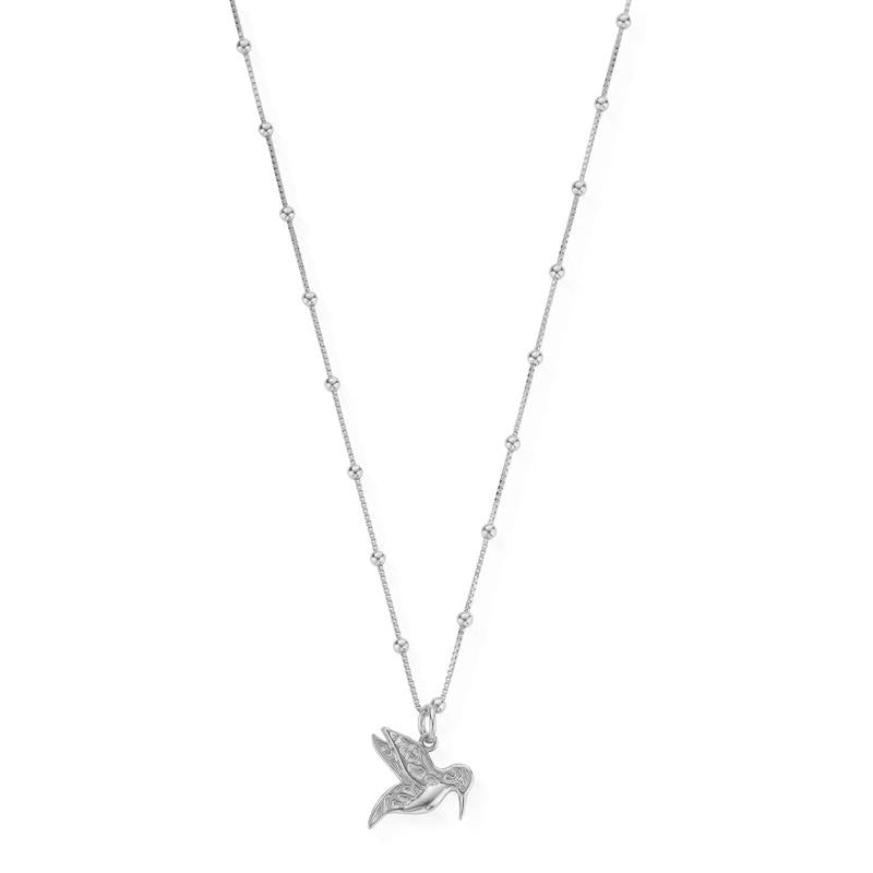 ChloBo Sterling Silver Bobble Chain Hummingbird Necklace - Sterling Silver