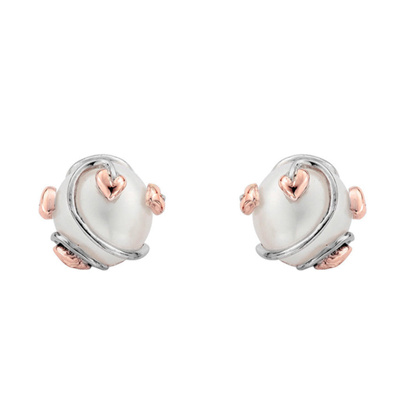 Clogau Tree of Life Sterling Silver Pearl Caged Stud Earrings - Silver
