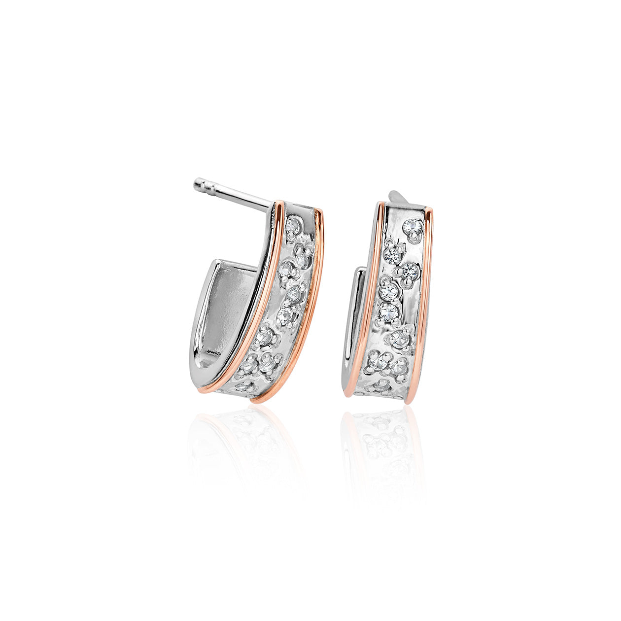 Clogau Cariad Sparkle Sterling Silver Half Hoop Earrings - Silver