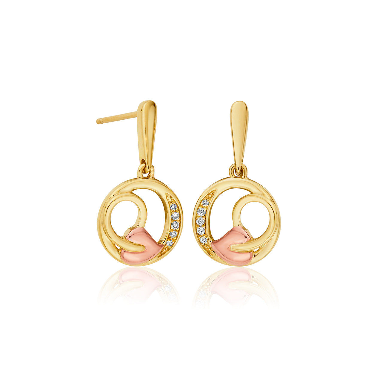 Clogau Tree of Life Diamond 9ct Gold Drop Earrings D - Gold
