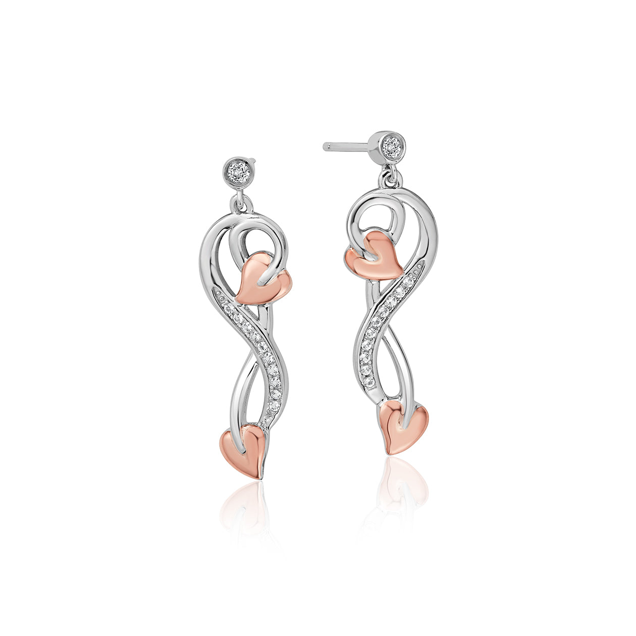 Clogau Tree of Life White Topaz Sterling Silver Drop Earrings - Silver