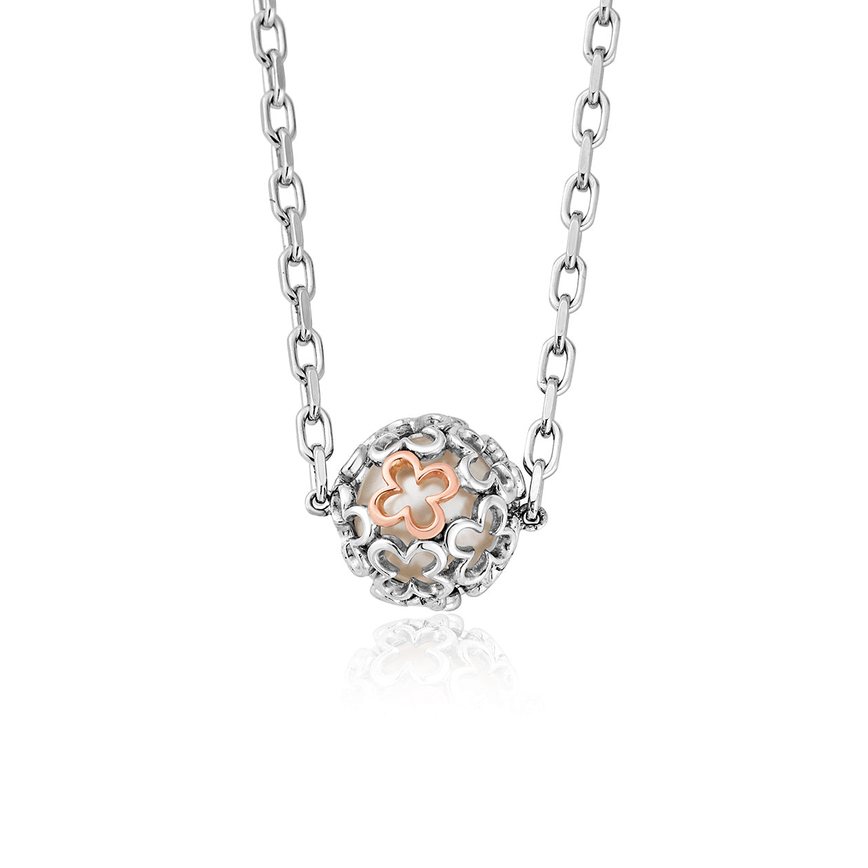 Clogau Tudor Court Spherical Pearl Sterling Silver Necklace D - Silver
