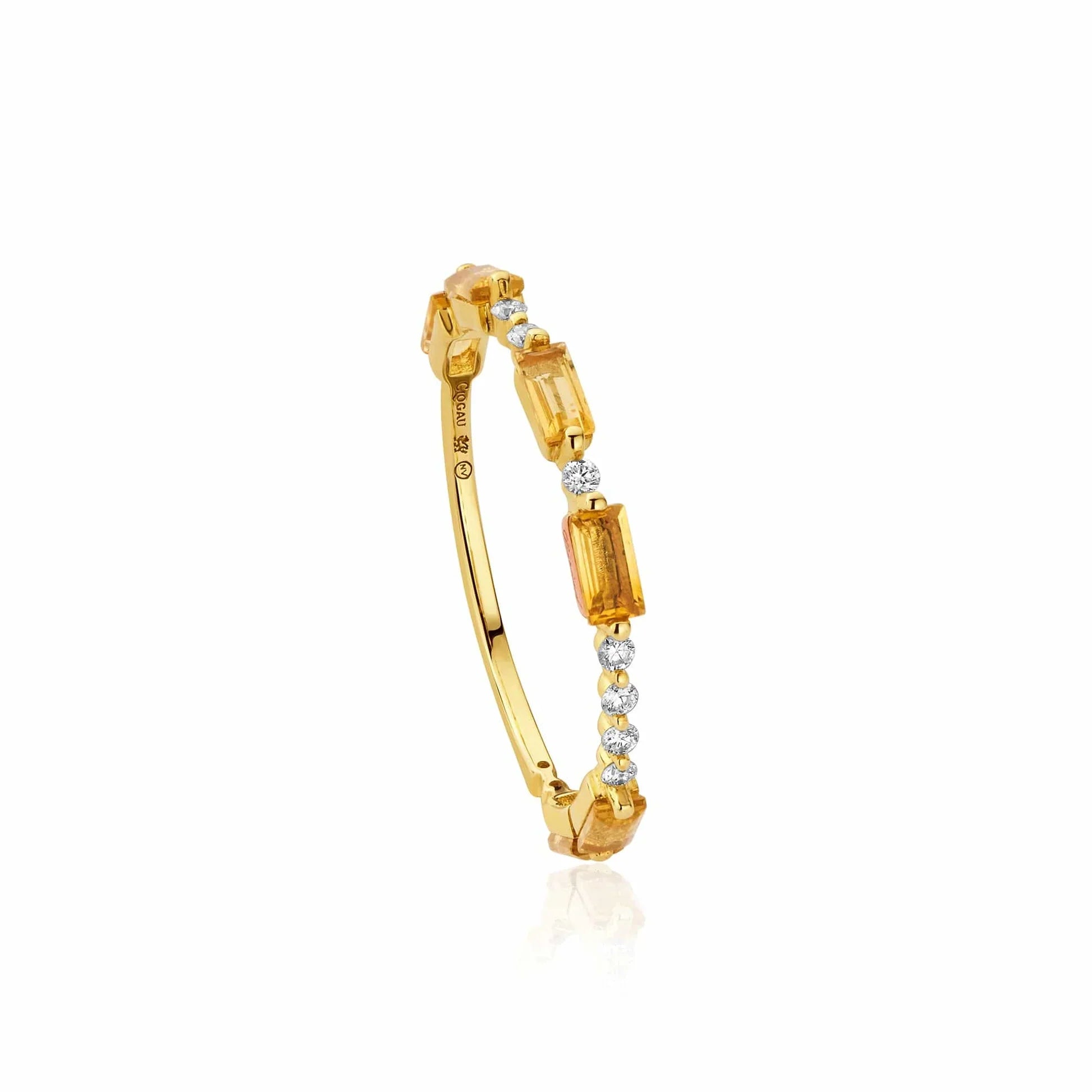Clogau Cariad Morse Code 9ct Gold Diamond Citrine Ring - Q