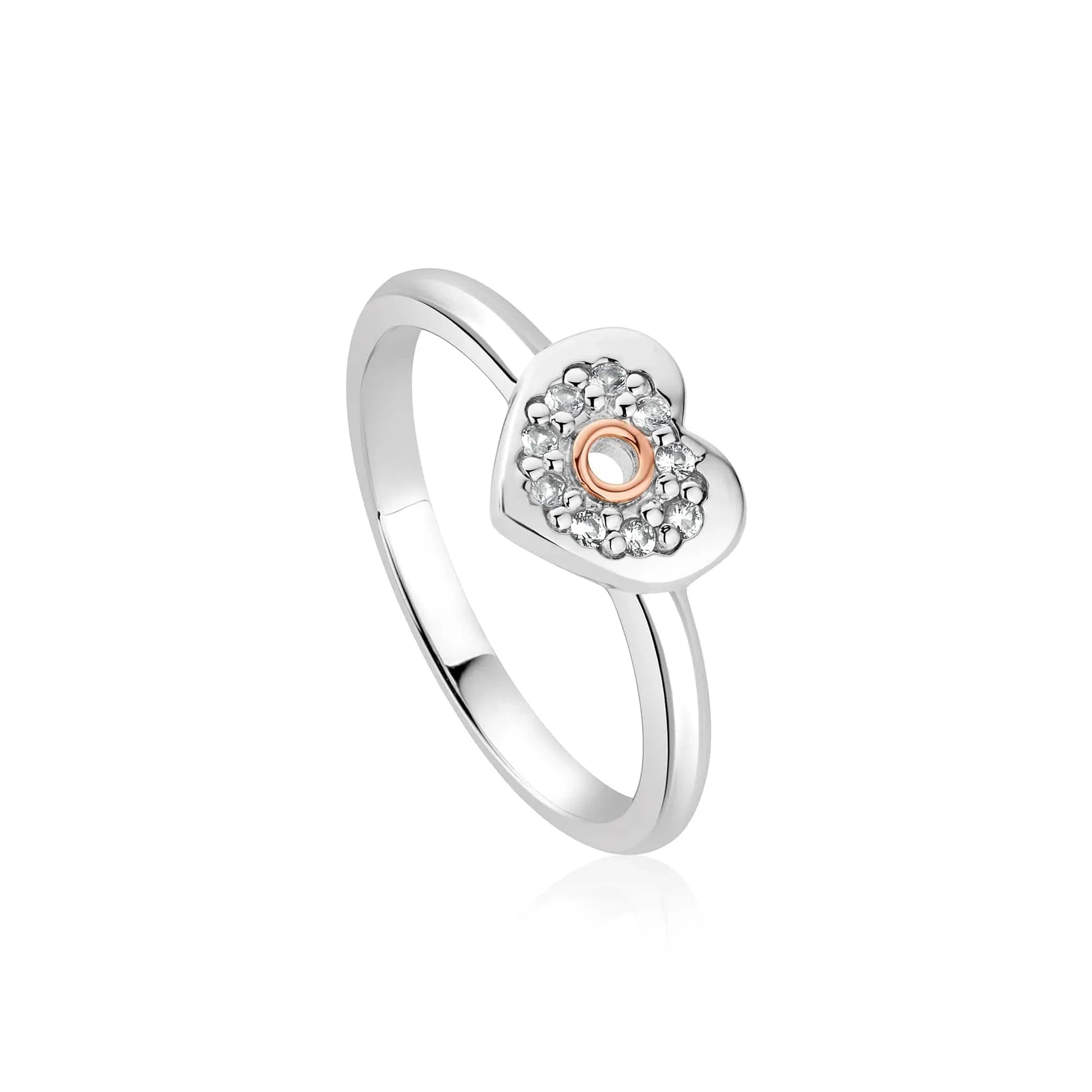 Clogau Cariad Sparkle Sterling Silver Sparkle White Topaz Ring - S