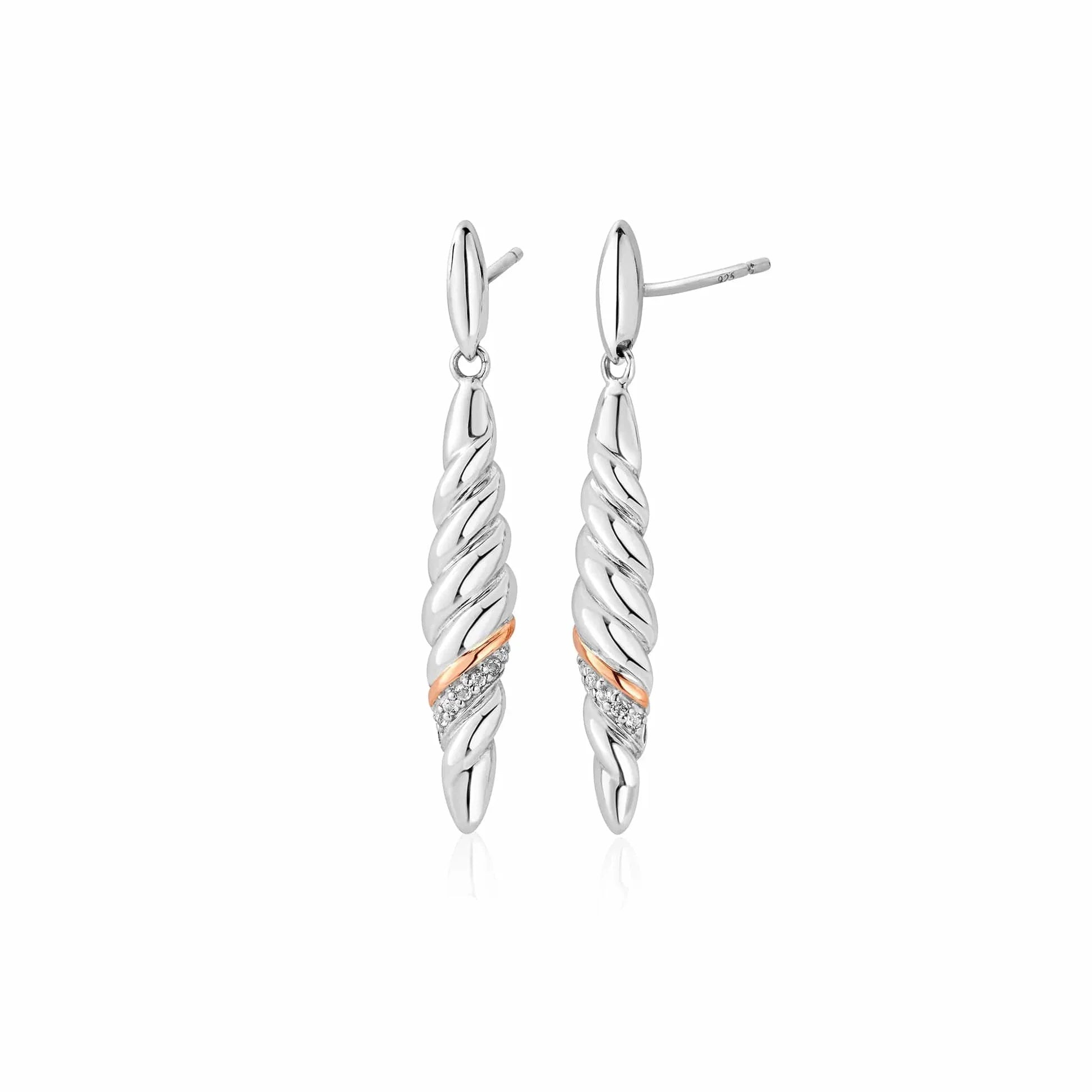 Clogau Lover's Twist Sterling Silver White Topaz Drop Earrings
