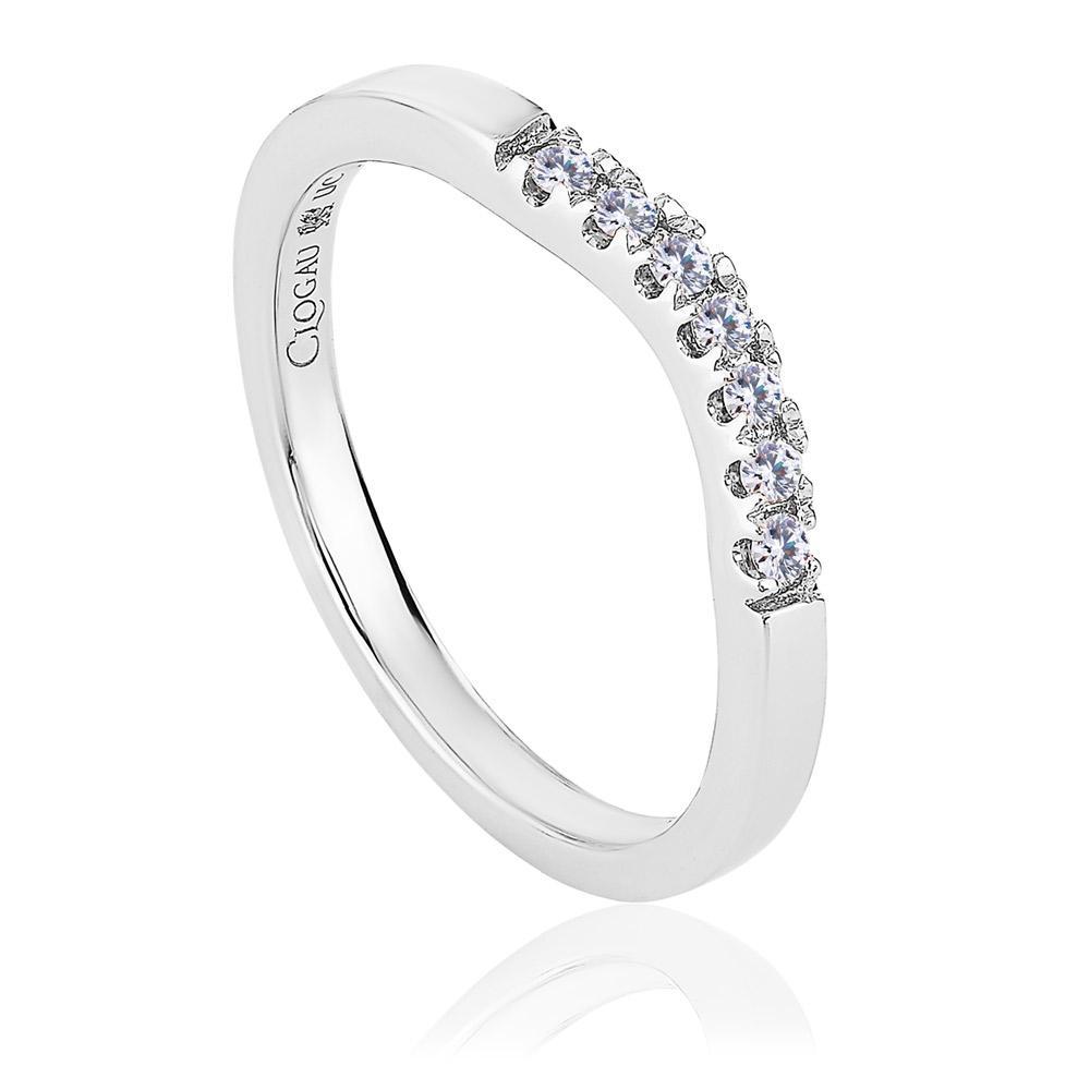Clogau Past Present Future 18ct White Gold 0.14ct Diamond Wedding Ring - L