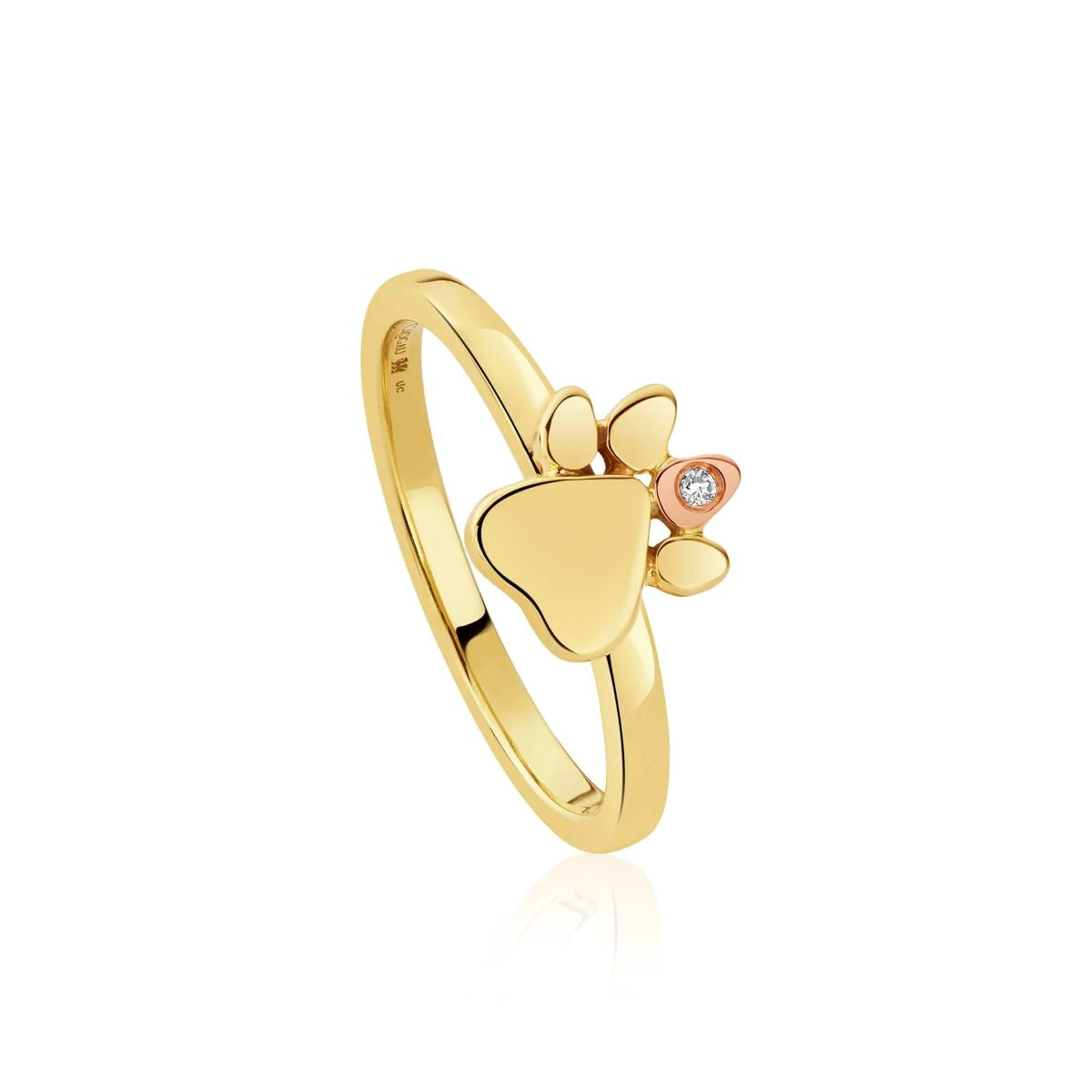 Clogau Paw Prints On My Heart 9ct Gold Diamond Ring - N