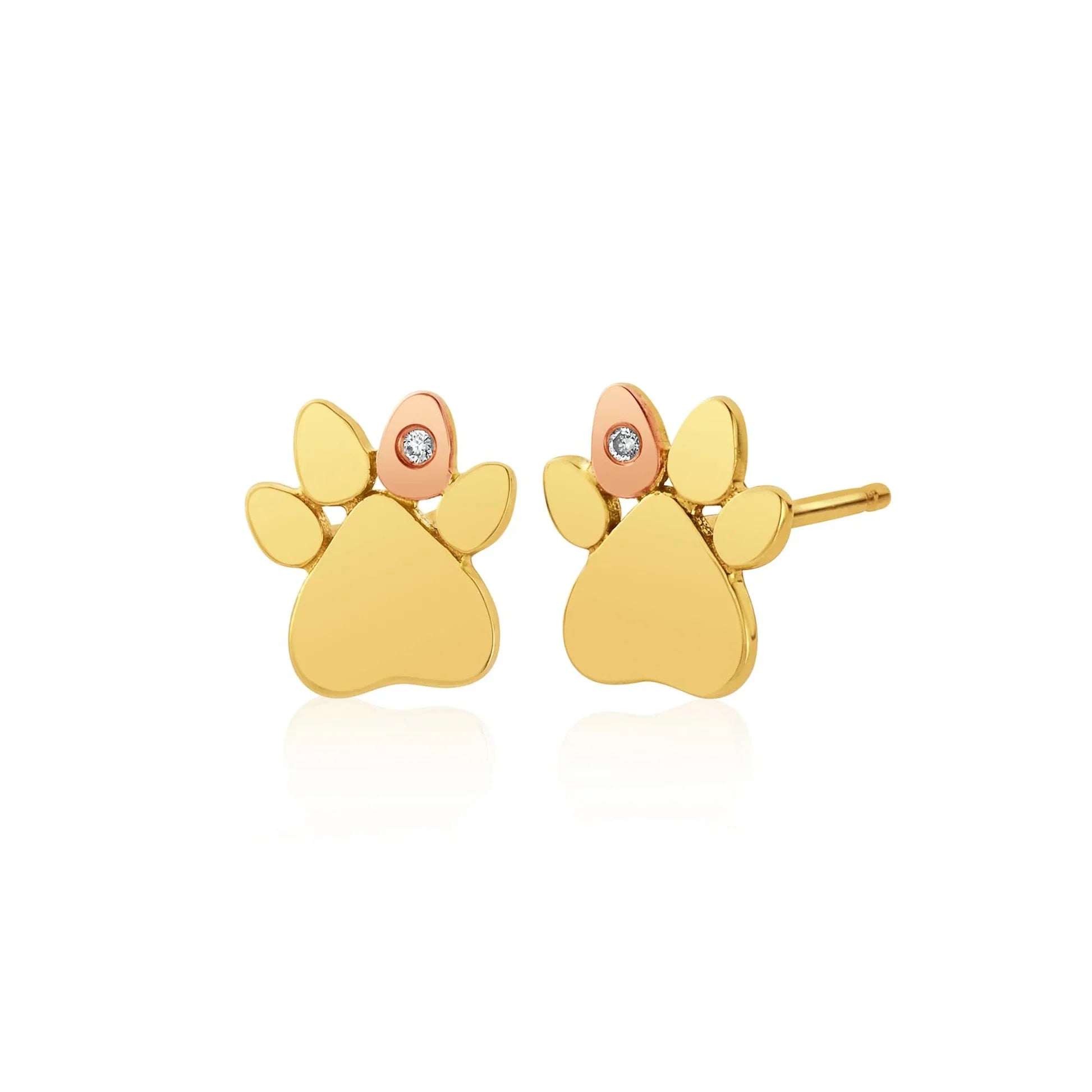 Clogau Paw Prints On My Heart 9ct Gold Diamond Stud Earrings