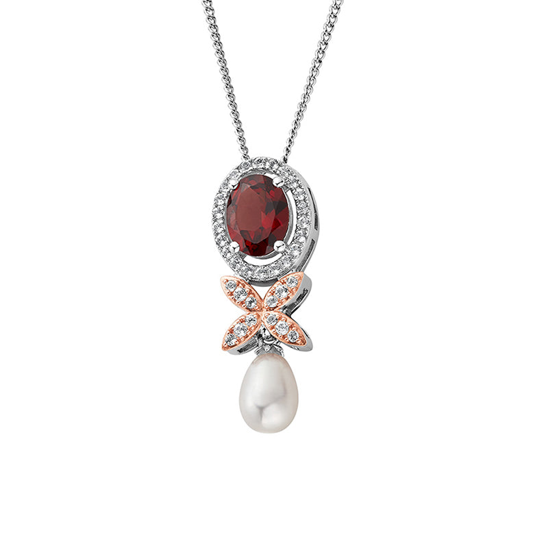 Clogau Queens Jubilee Superbloom Garnet Pendant D - Sterling Silver
