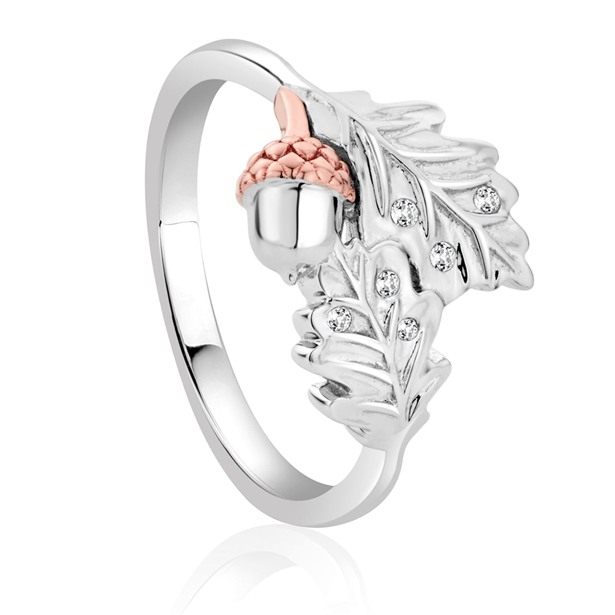 Clogau Royal Oak Leaf Sterling Silver Ring D - M