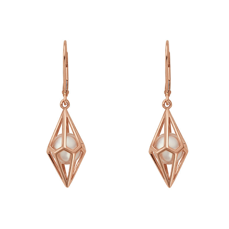 Clogau Watching Chamber Caged 9ct Gold White Pearl Earrings - Gold