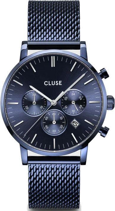 Cluse Watch Aravis Chrono Mesh Full Blue Mens - Blue