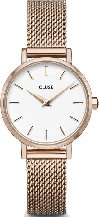 Cluse Watch Boho Chic Petite Mesh White Rose Gold - White