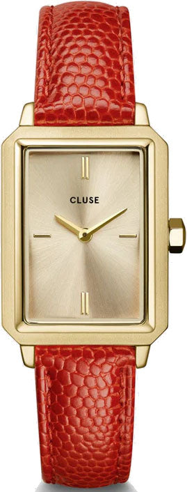 Cluse Watch Fluette Leather Coral Lizard Gold - Gold