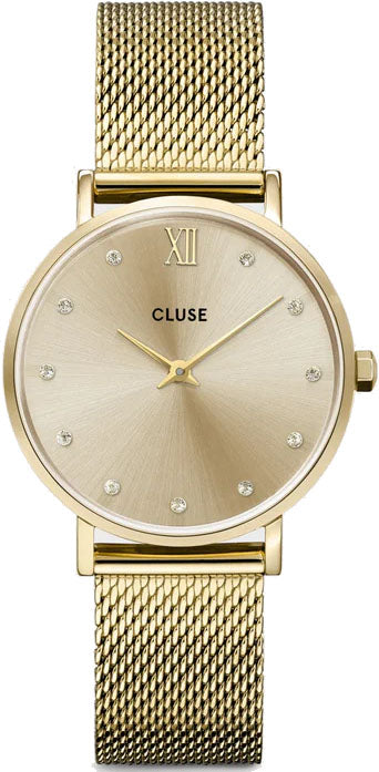 Cluse Watch Minuit Mesh Crystals Full Gold - Gold