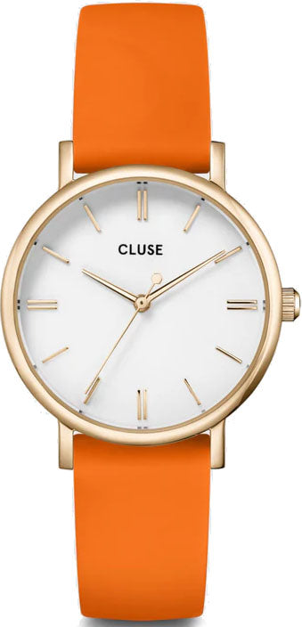 Cluse Watch Pavane Petite Silicone Orange Gold - White