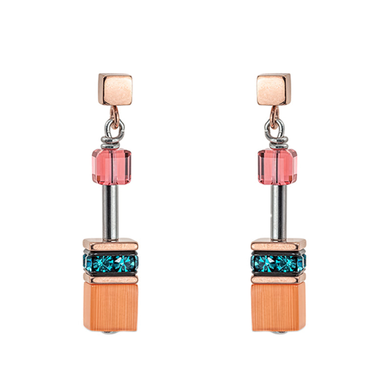 Coeur De Lion GeoCUBE Iconic Multicolour Expressive Drop Earrings - Silver