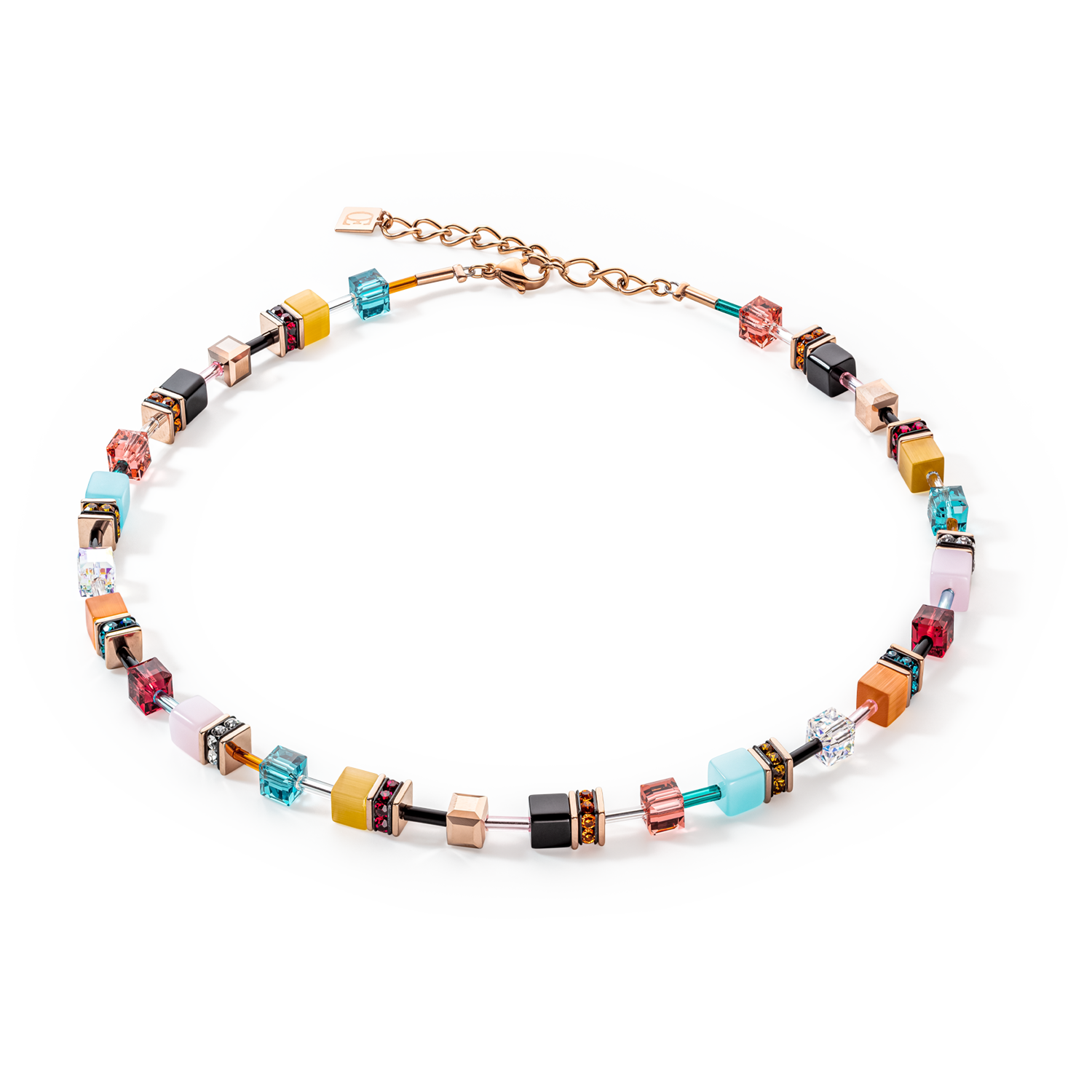 Coeur De Lion GeoCUBE Iconic Multicolour Expressive Necklace - Silver