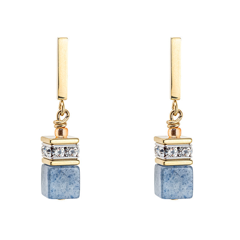 Coeur De Lion GeoCUBE Iconic Precious Light Blue Drop Earrings - Silver