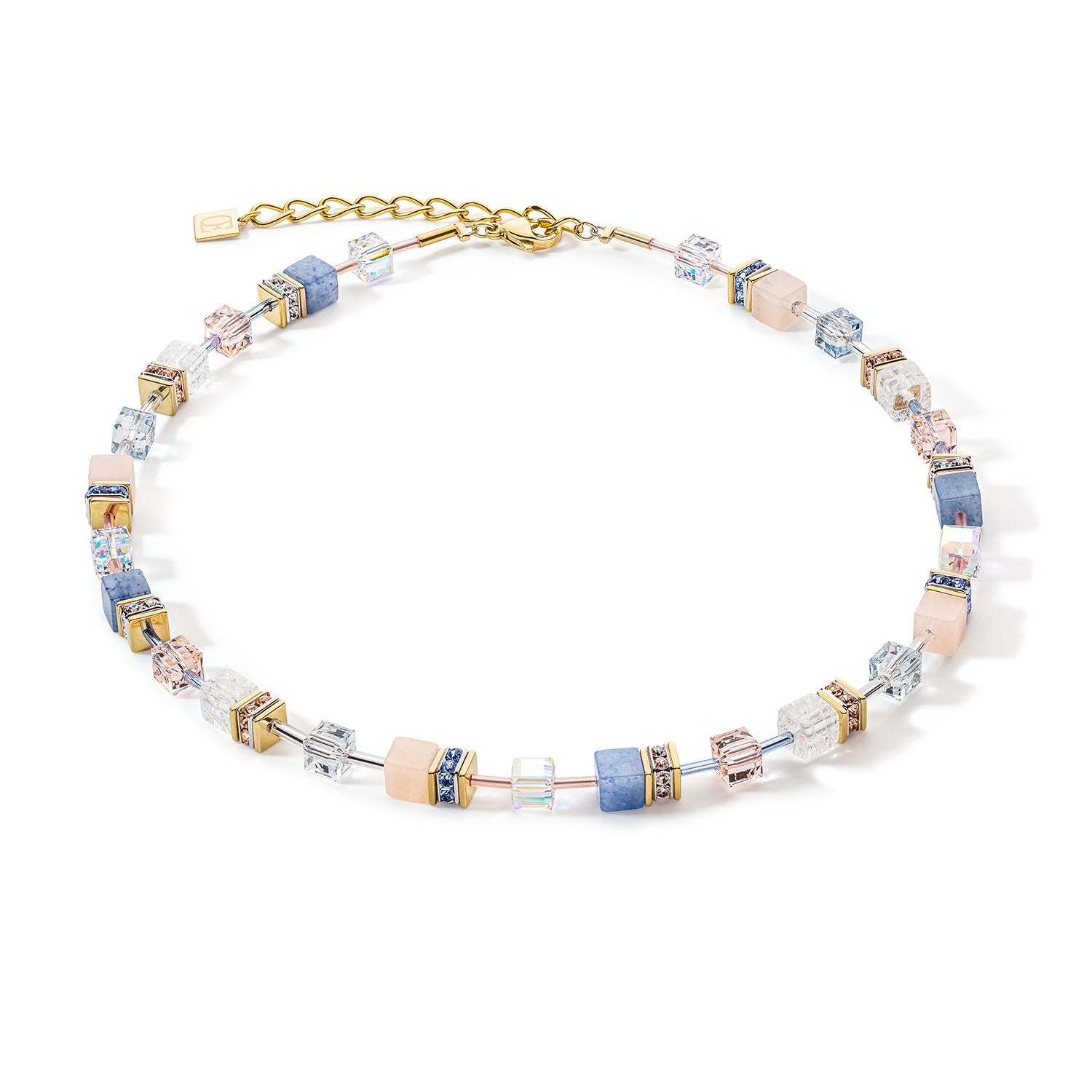 Coeur De Lion GeoCUBE Iconic Precious Light Blue Necklace - Silver