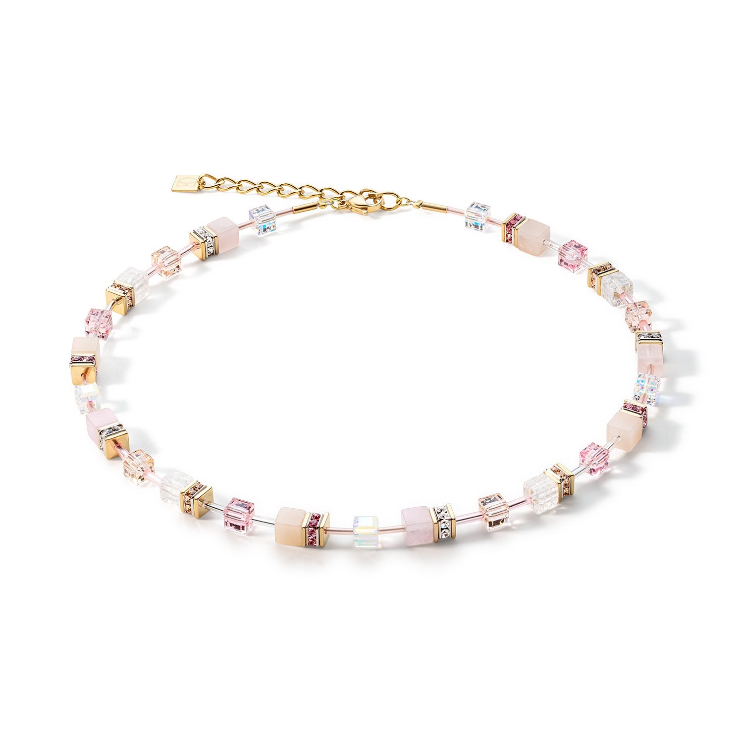 Coeur De Lion GeoCUBE Iconic Precious Light Rose Necklace - Silver