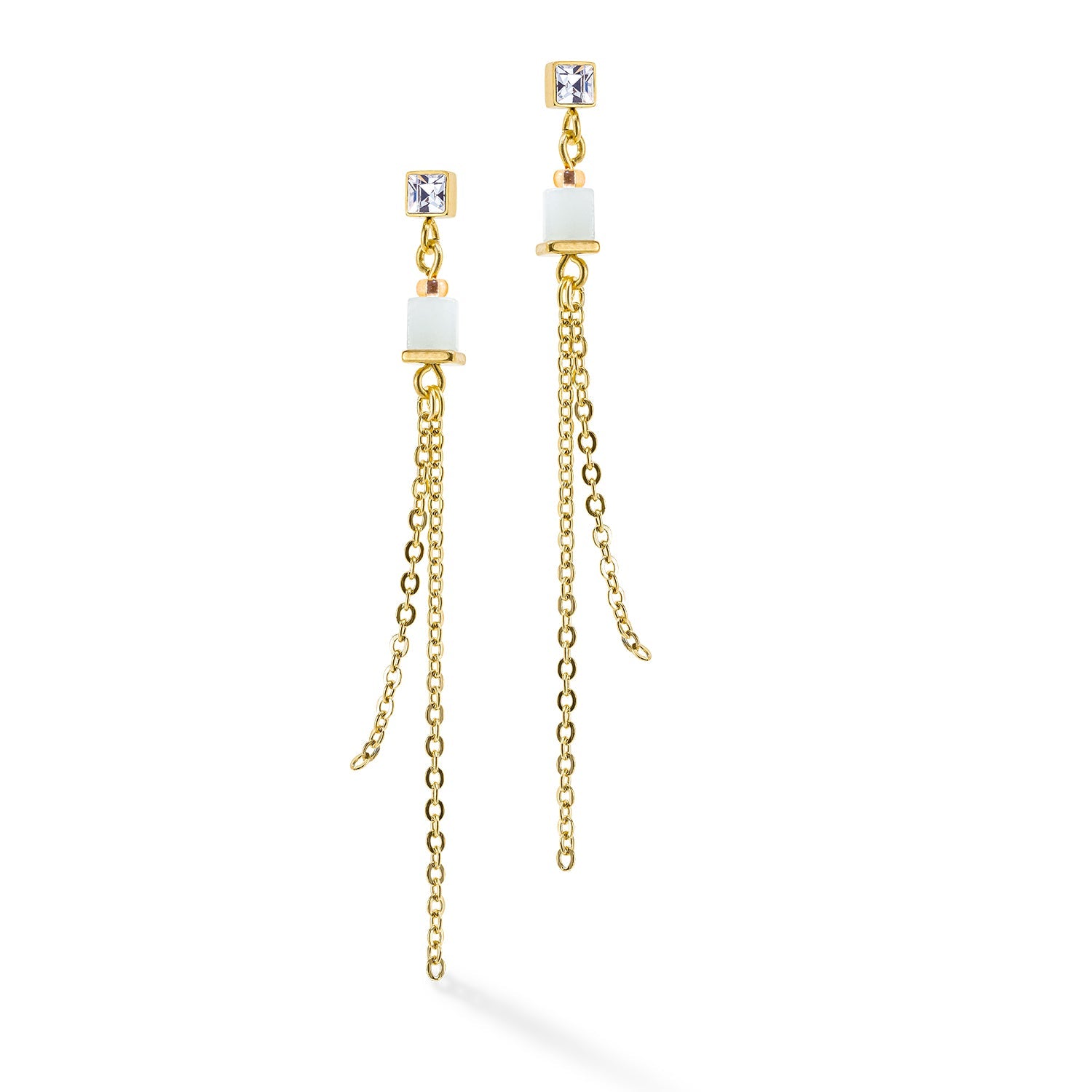 Coeur De Lion GeoCUBE Precious Multicolour Pastel Drop Earrings - Silver
