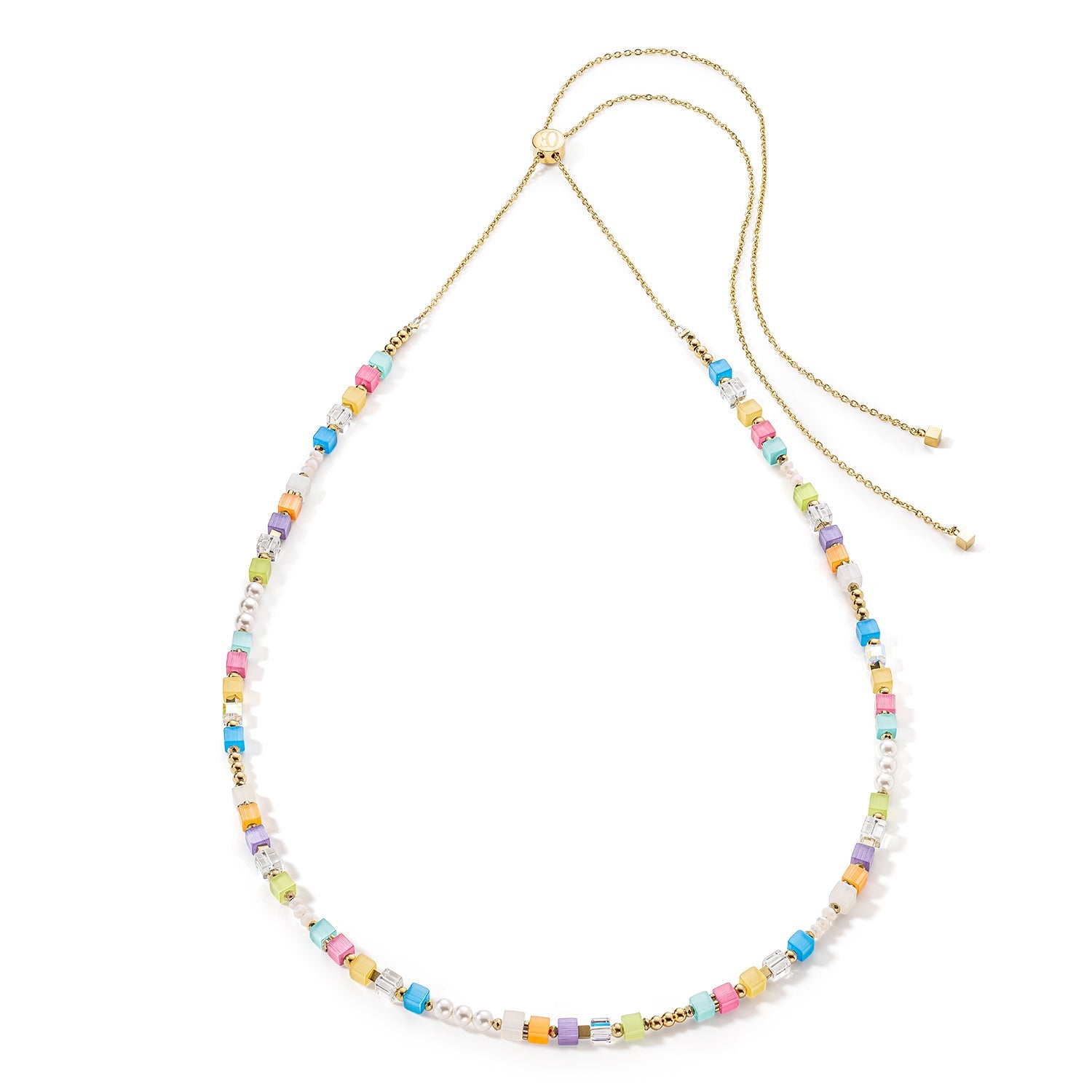 Coeur De Lion GeoCUBE Summer Breeze Multicolour Adjustable Necklace - Silver