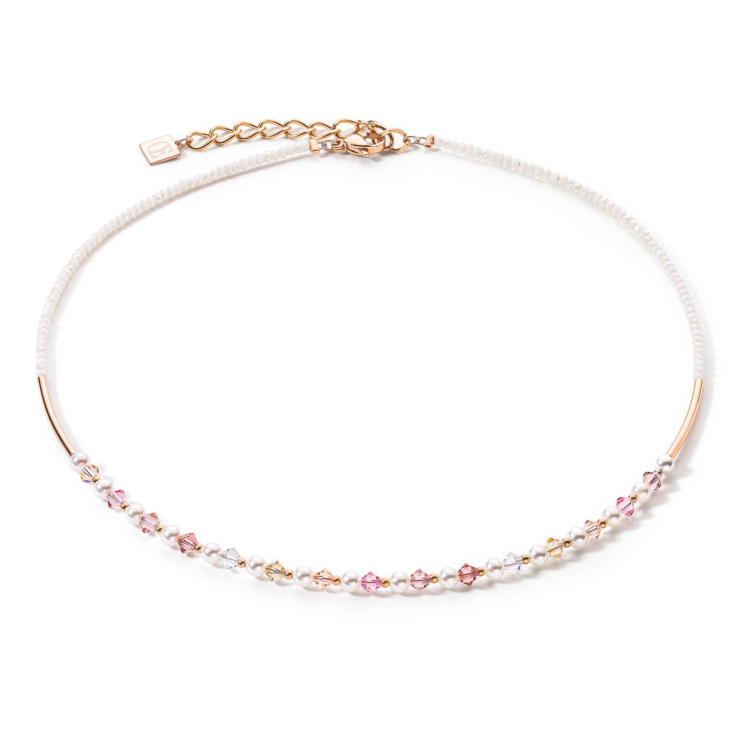 Coeur De Lion Princess Pearls Light Rose Necklace - Silver
