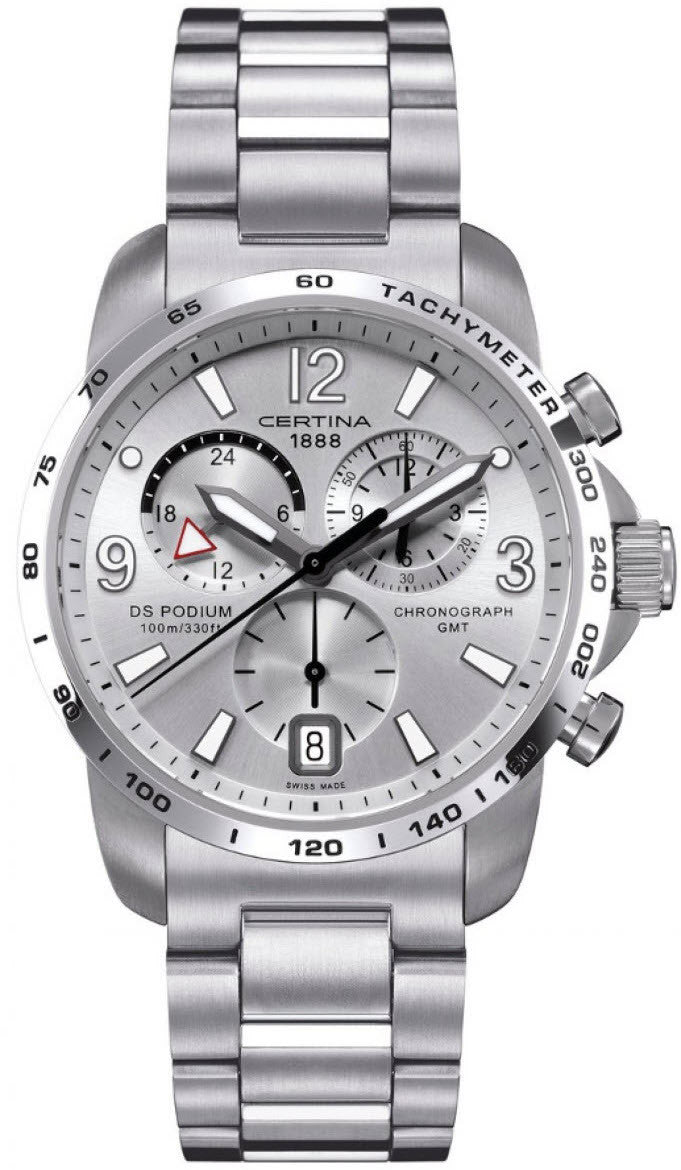 Certina Watch DS Podium Big Size Chrono GMT Quartz - Silver