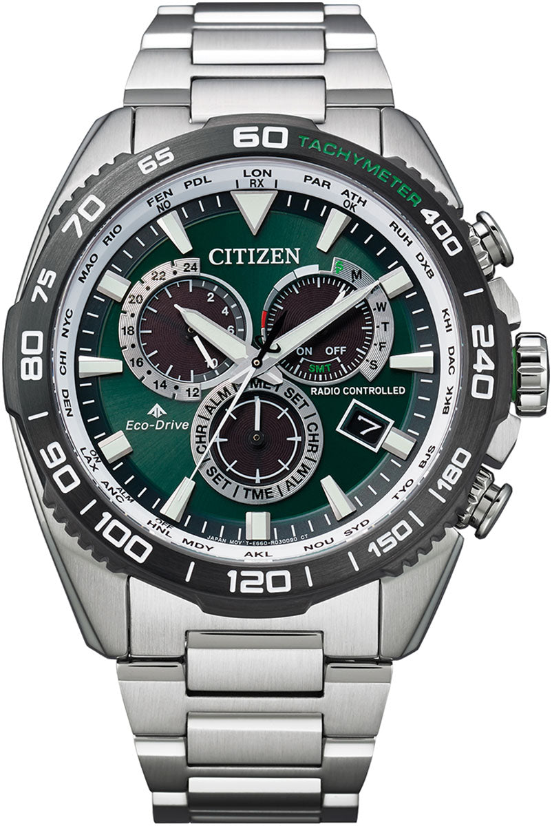 Citizen Watch Promaster Perpetual Chrono A-T Eco Drive Mens - Green