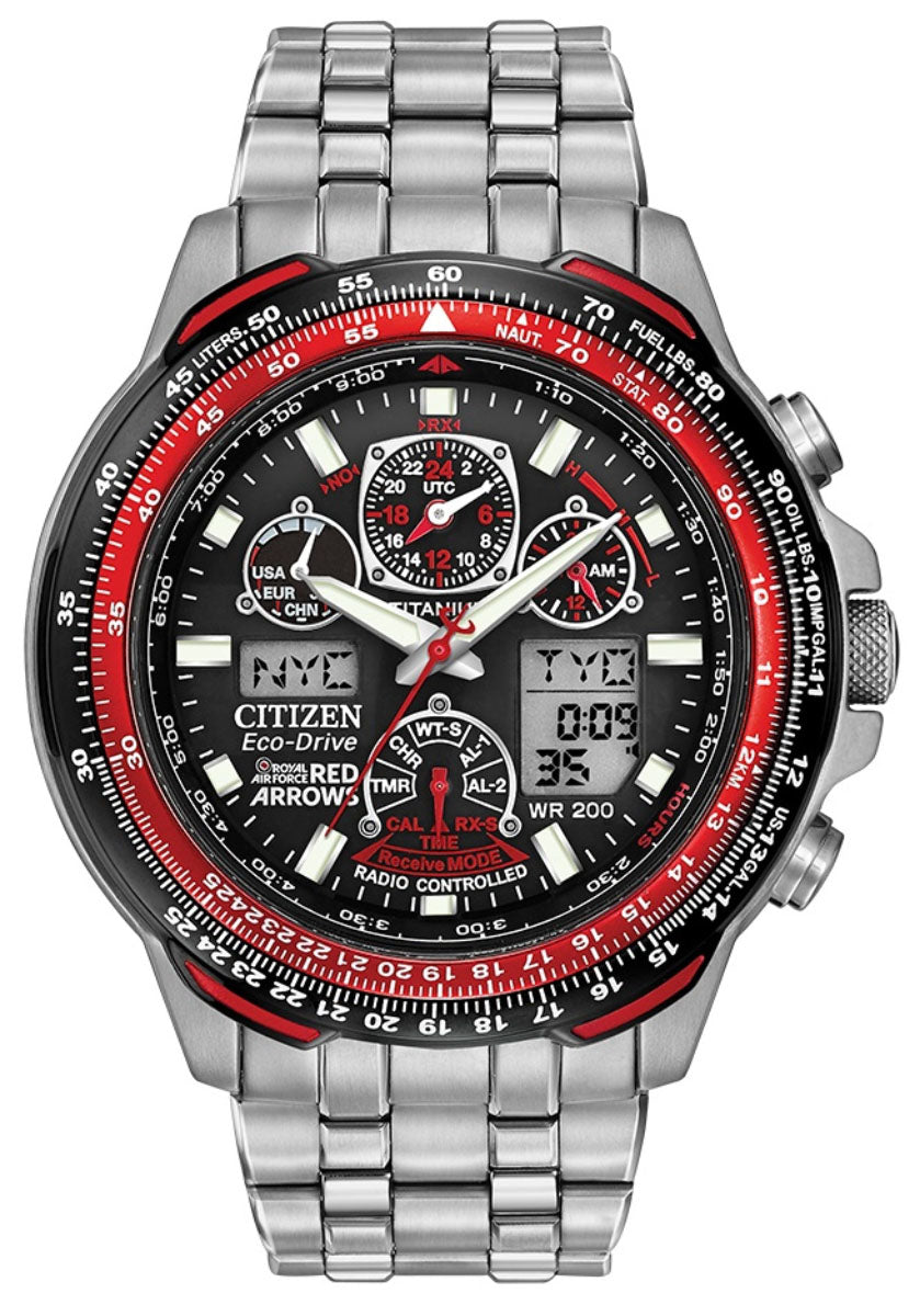 Citizen Watch Red Arrows Skyhawk A.T Super Titanium Eco Drive Mens - Black