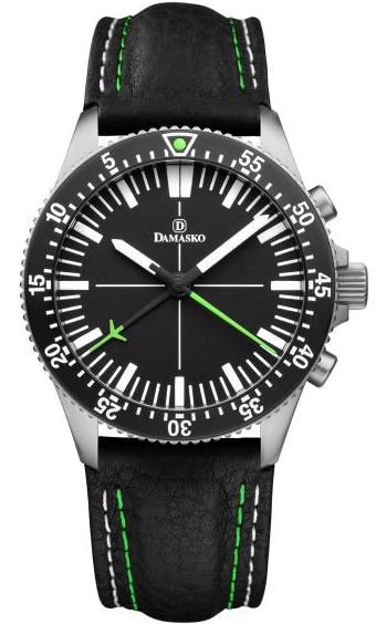 Damasko Watch DC80 Matt Green Leather Pin - Black