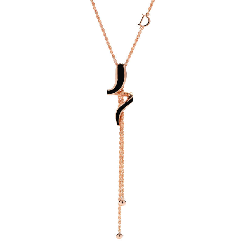 Damiani Eden 18ct Rose Gold Diamond Black Ceramic Snake Lariat Necklace - Gold