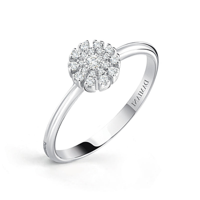 Damiani Margherita 18ct White Gold 0.10ct Diamond Ring - O.5 (15)