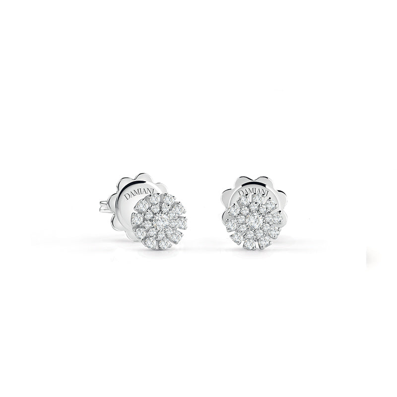 Damiani Margherita 18ct White Gold 0.21ct Diamond Stud Earrings - Gold