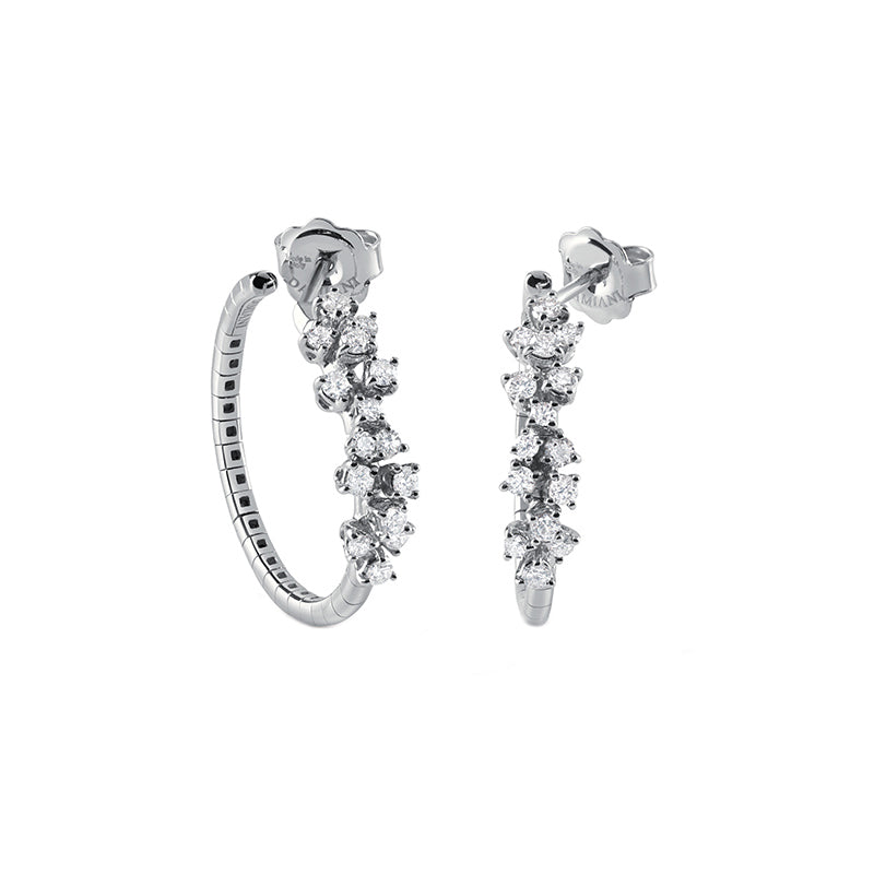 Damiani Mimosa 18ct White Gold 0.70ct Diamond Hoop Earrings - Gold