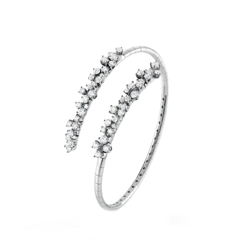 Damiani Mimosa 18ct White Gold 2.02ct Diamond Flexible Bracelet - Gold