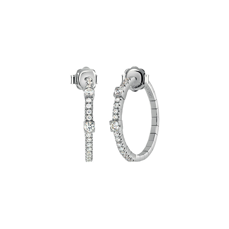 Damiani Notte Di San Lorenzo 18ct White Gold 0.65ct Diamond Hoop Earrings - Gold