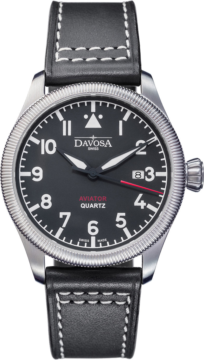 Davosa Watch Aviator Quartz Black - Black