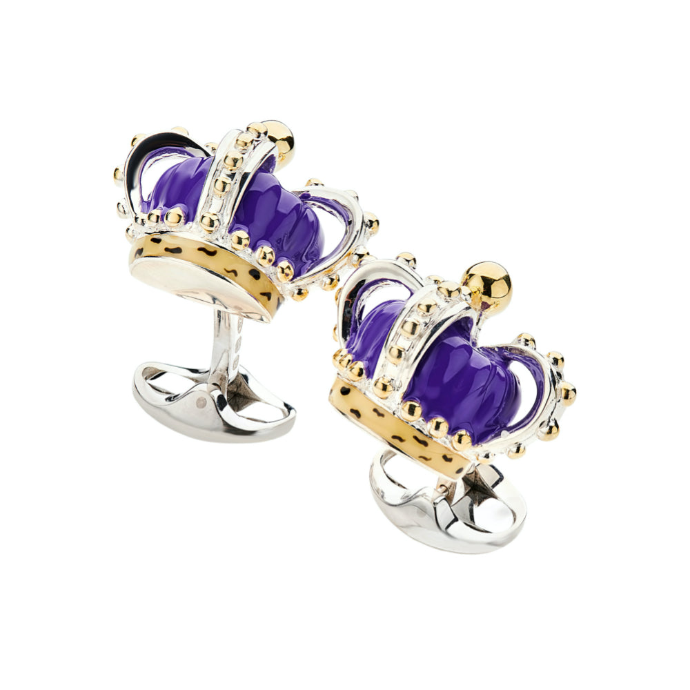Deakin & Francis Cufflinks Limited Edition Sterling Silver Purple Crown - Silver